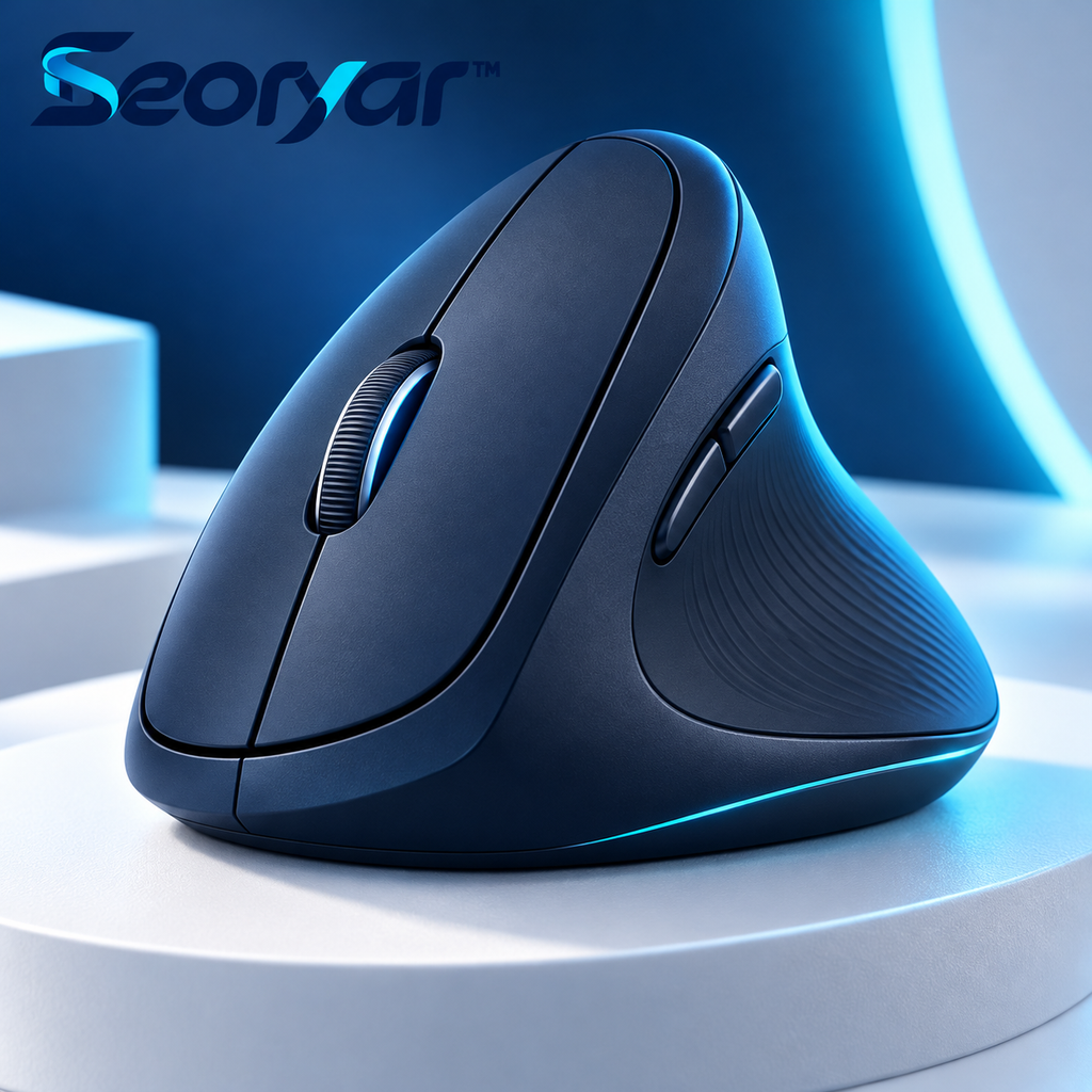 Seoryar™ Ergonomic Vertical Wireless Mouse – Contoured Upright Mouse with Textured Grip for Home Office, Browsing & Everyday Computer Work