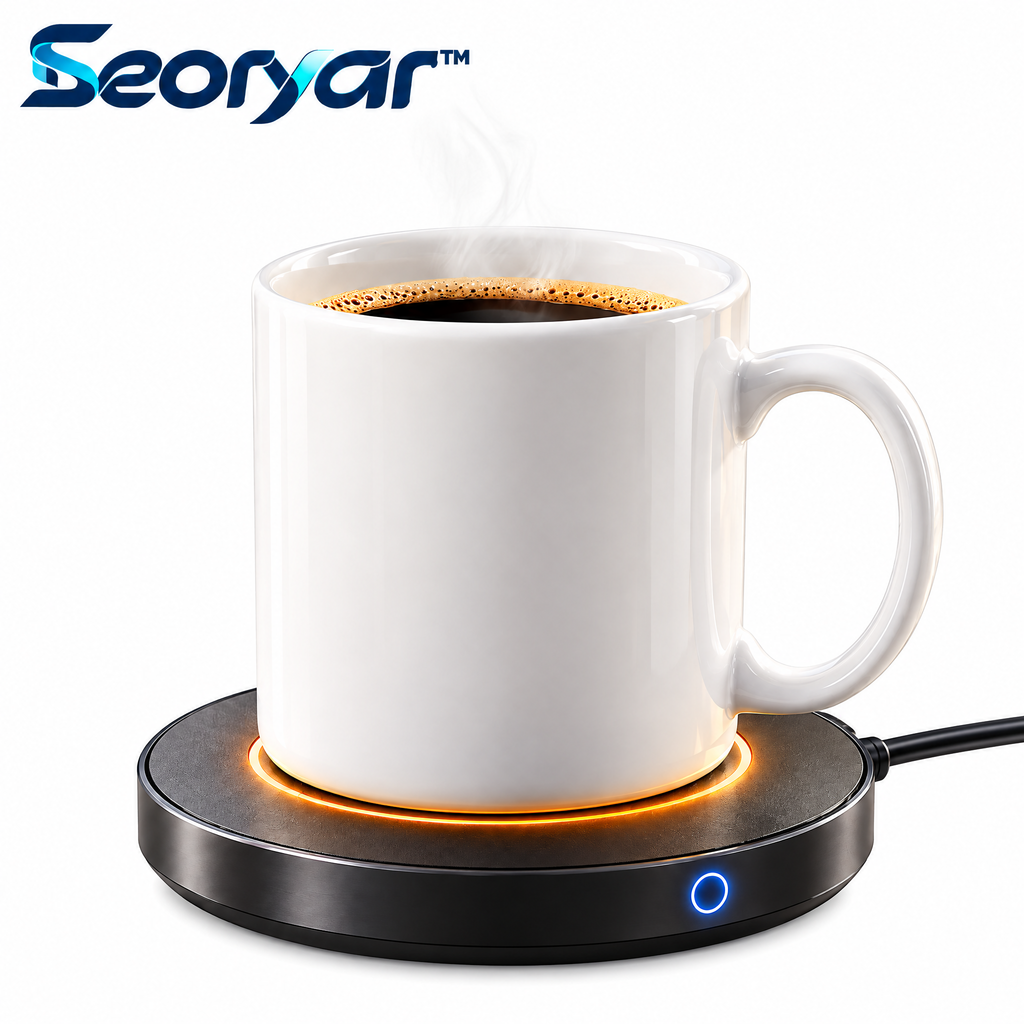 Seoryar™ Electric Mug Warming Coaster – Slim Desktop Beverage Warmer for Compatible Coffee Cups, Tea Mugs & Everyday Office Routines