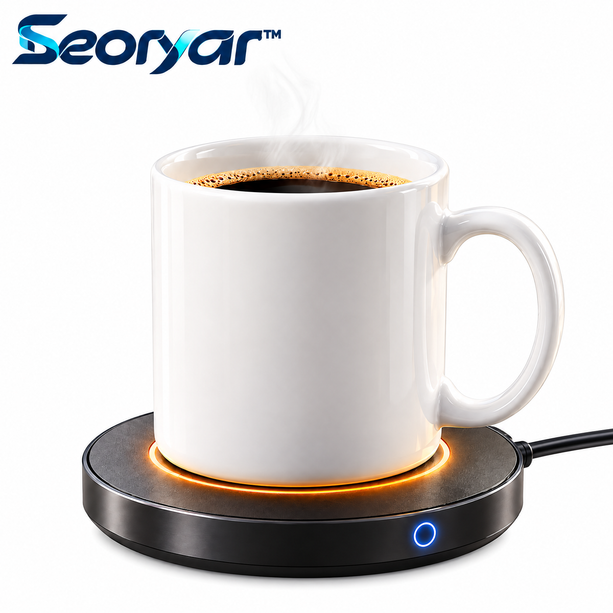 Seoryar™ Electric Mug Warming Coaster – Slim Desktop Beverage Warmer for Compatible Coffee Cups, Tea Mugs & Everyday Office Routines