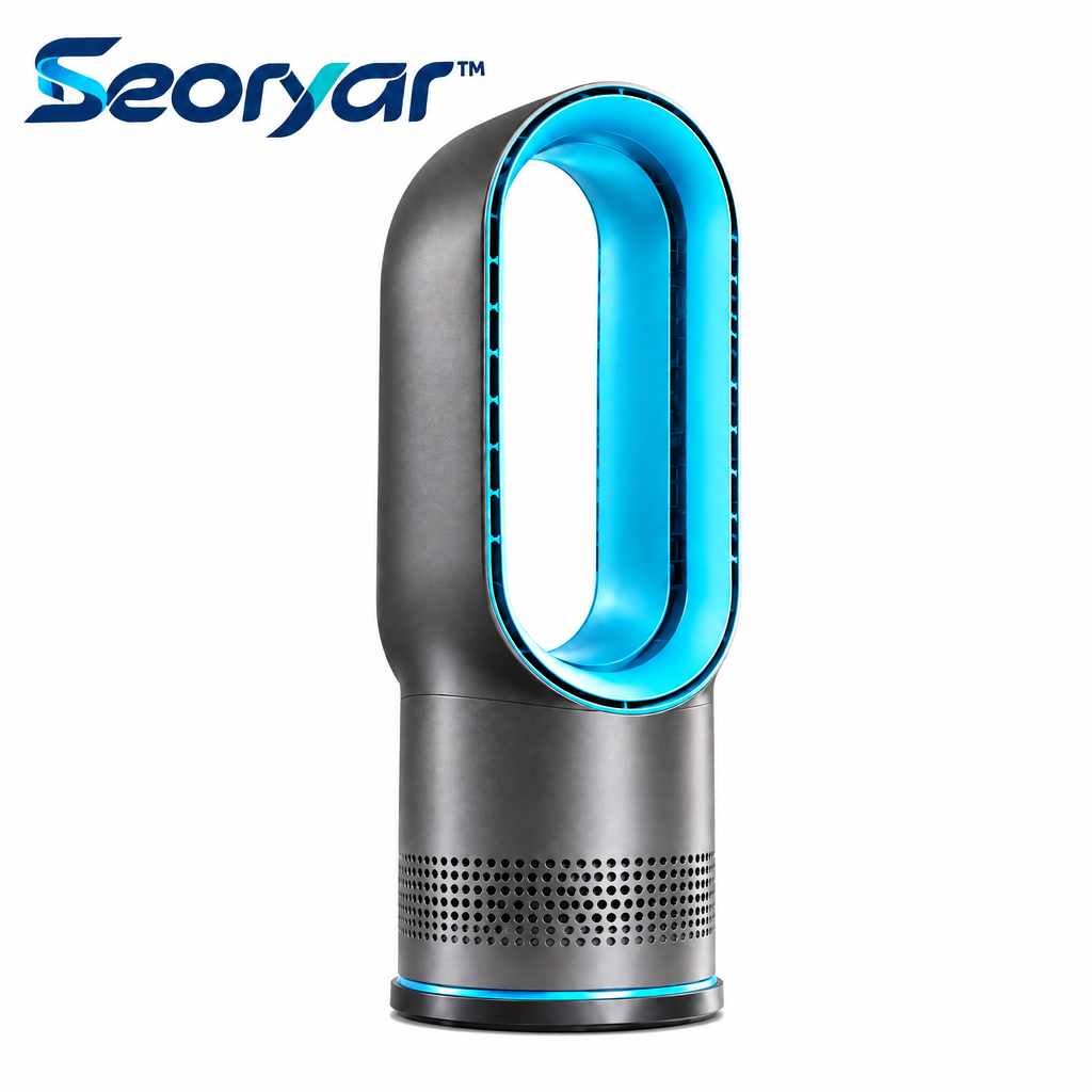 Seoryar™ Compact Bladeless Desk Fan – Modern Oval-Outlet Personal Fan for Home Office Desks, Study Tables & Bedside Spaces