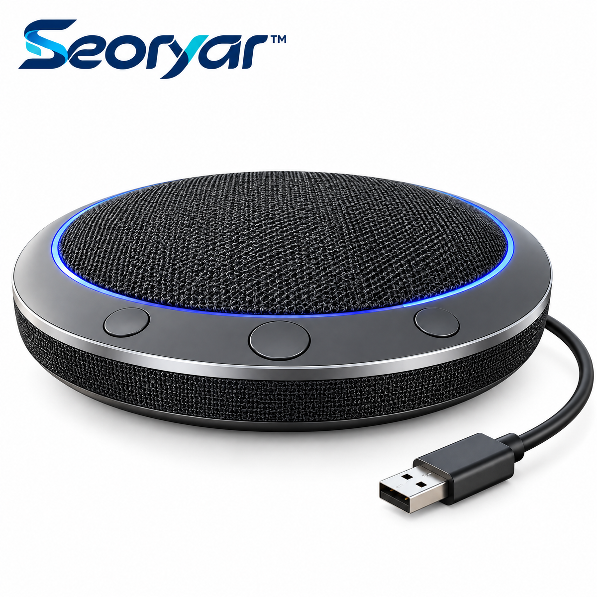 Seoryar™ USB Conference Speakerphone – Desktop Speaker & Microphone with Accessible Controls for Home Office Calls and Small-Group Meetings