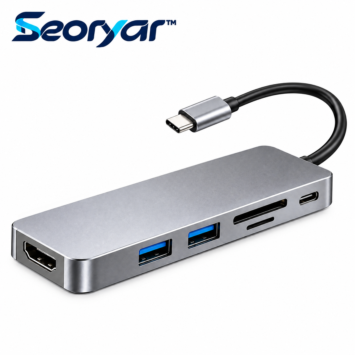 Seoryar™ USB-C Multiport Hub – Compact Aluminum Connection Hub for Compatible Laptops, Desktop Accessories & Portable Workstations